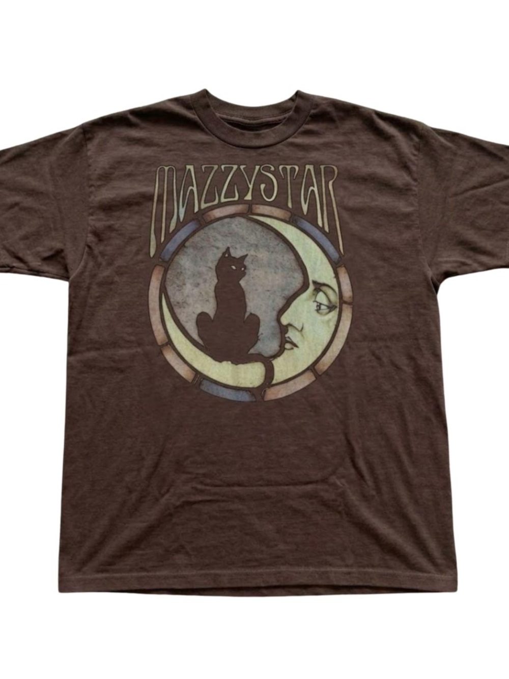 Gildan Brown Mazzystar Cat & Moon Graphic Tee